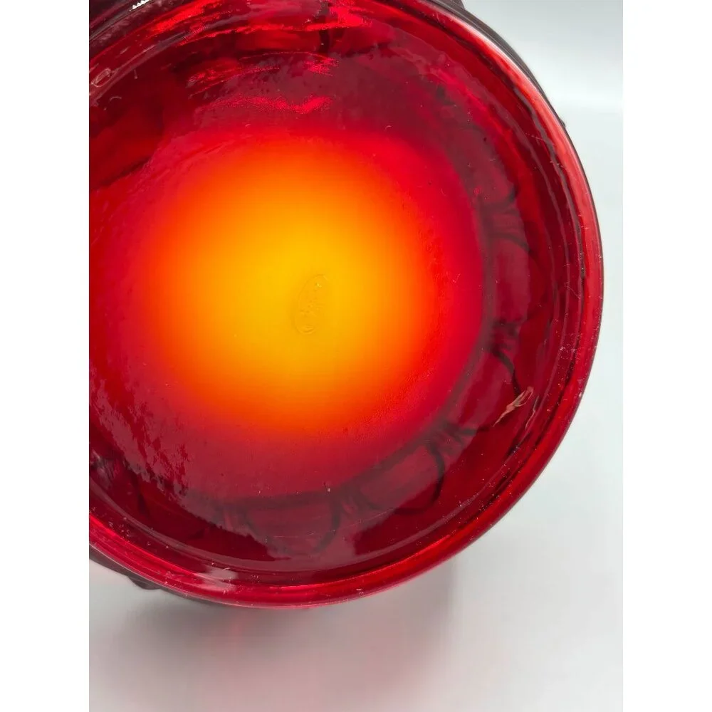 Fenton Amberina Glass Scalloped Bowl 6" Red & Orange Vintage Decorative Dish - Picture 3 of 7